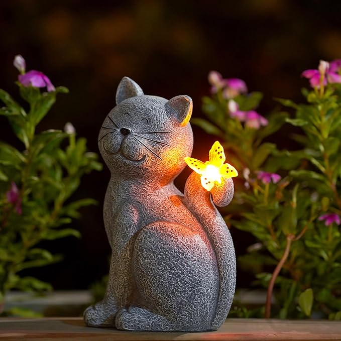 ๐ผ Handcrafted Solar Garden Cat ๐พ โ Whimsical Outdoor Decoration