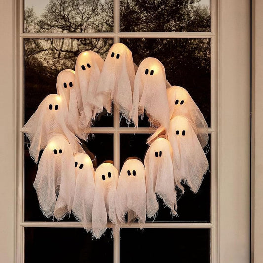 🔥【Halloween Special】12 Ghosts LED Halloween Wreath - Get It Before Halloween! Just $35