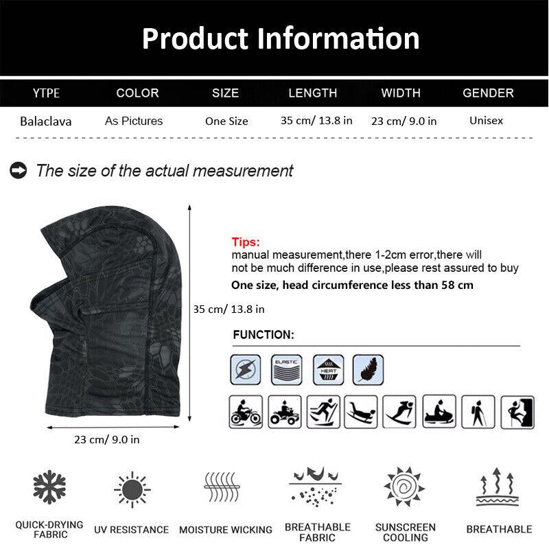 Tactical Camo Face Masks – 5PCS UV Neck Gaiters
