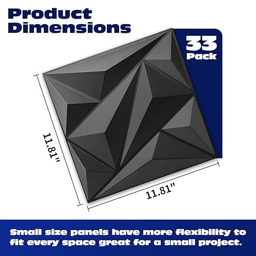 🔥33 Pack 3D Diamond Wall Panels – Cover 32 Sq.Ft!✨