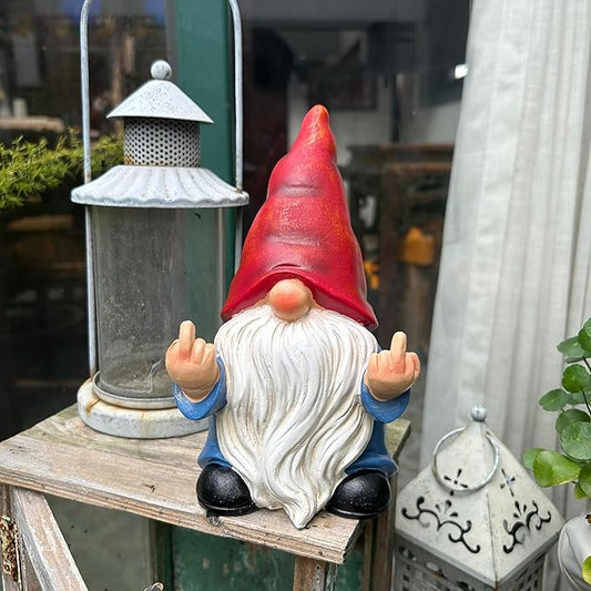 🖕 Grumpy Gnome 7.8" – Funny Garden Rebel!