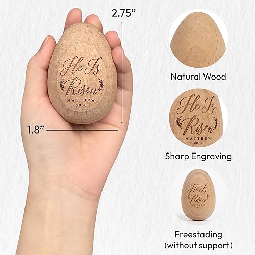 Easter Gifts He Is Risen, Wooden Resurrection Eggs Basket Stuffers For Adults