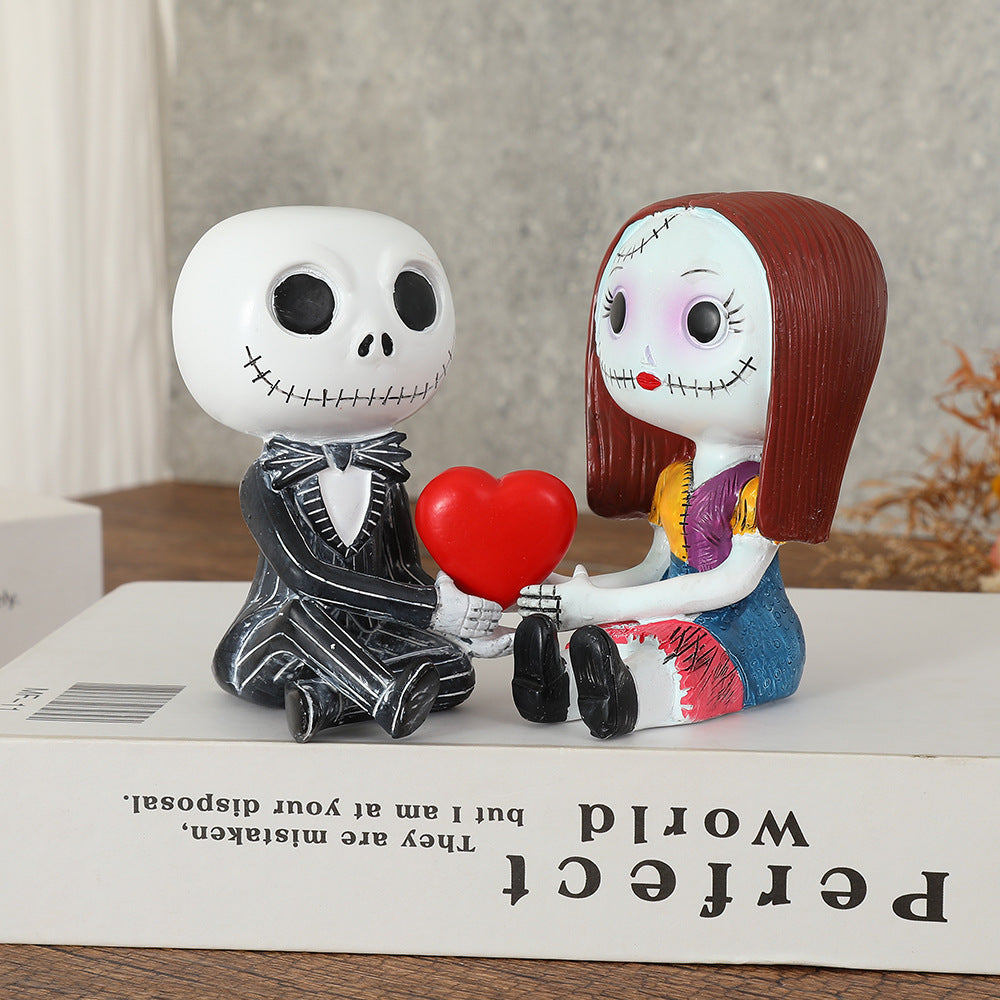 "Together Forever" Gothic Skeleton Couple Statue)