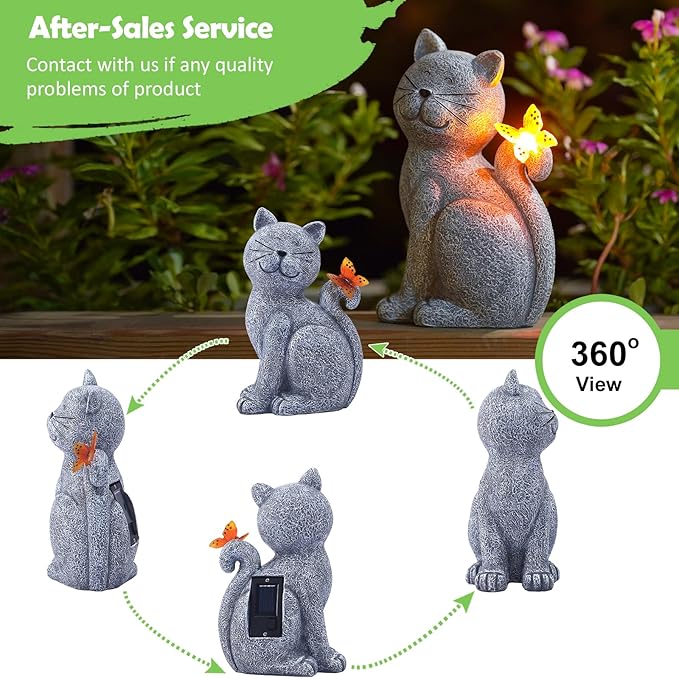 ๐ผ Handcrafted Solar Garden Cat ๐พ โ Whimsical Outdoor Decoration