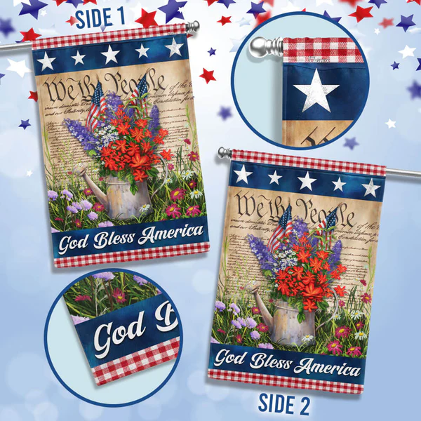 🏡 Patriotic American Flag with Eagle & Script ✒️
