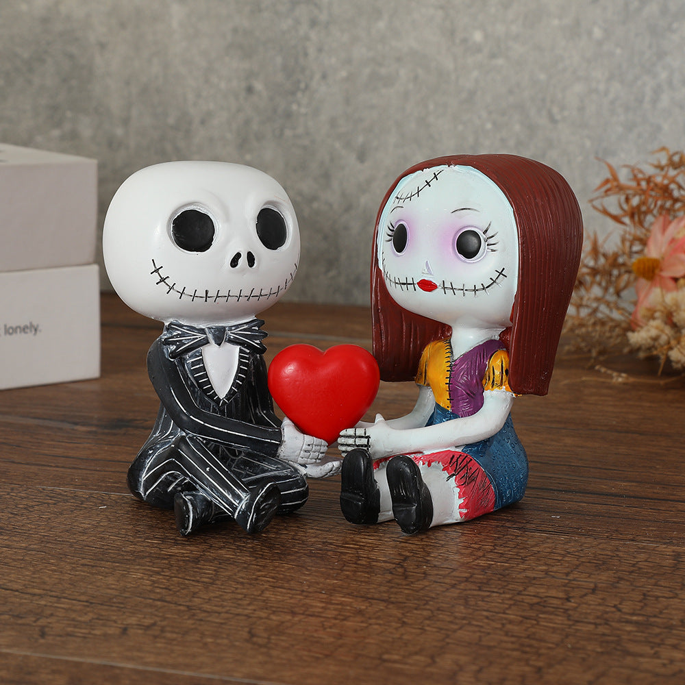 "Together Forever" Gothic Skeleton Couple Statue)