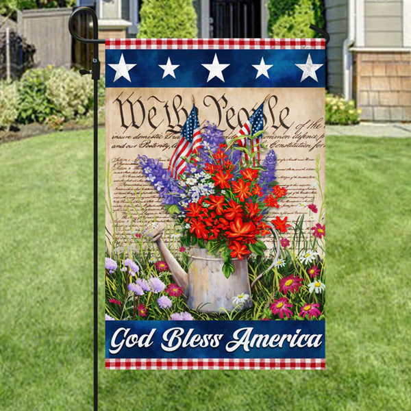 🏡 Patriotic American Flag with Eagle & Script ✒️