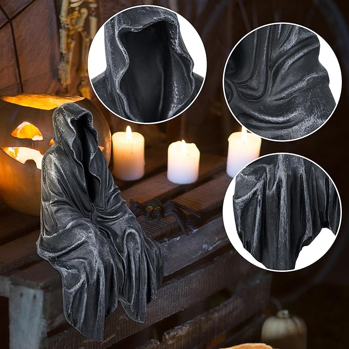 ☠️5.6 inch resin tabletop gothic seated statue with resin figurine decoration.🎃🎃🎃