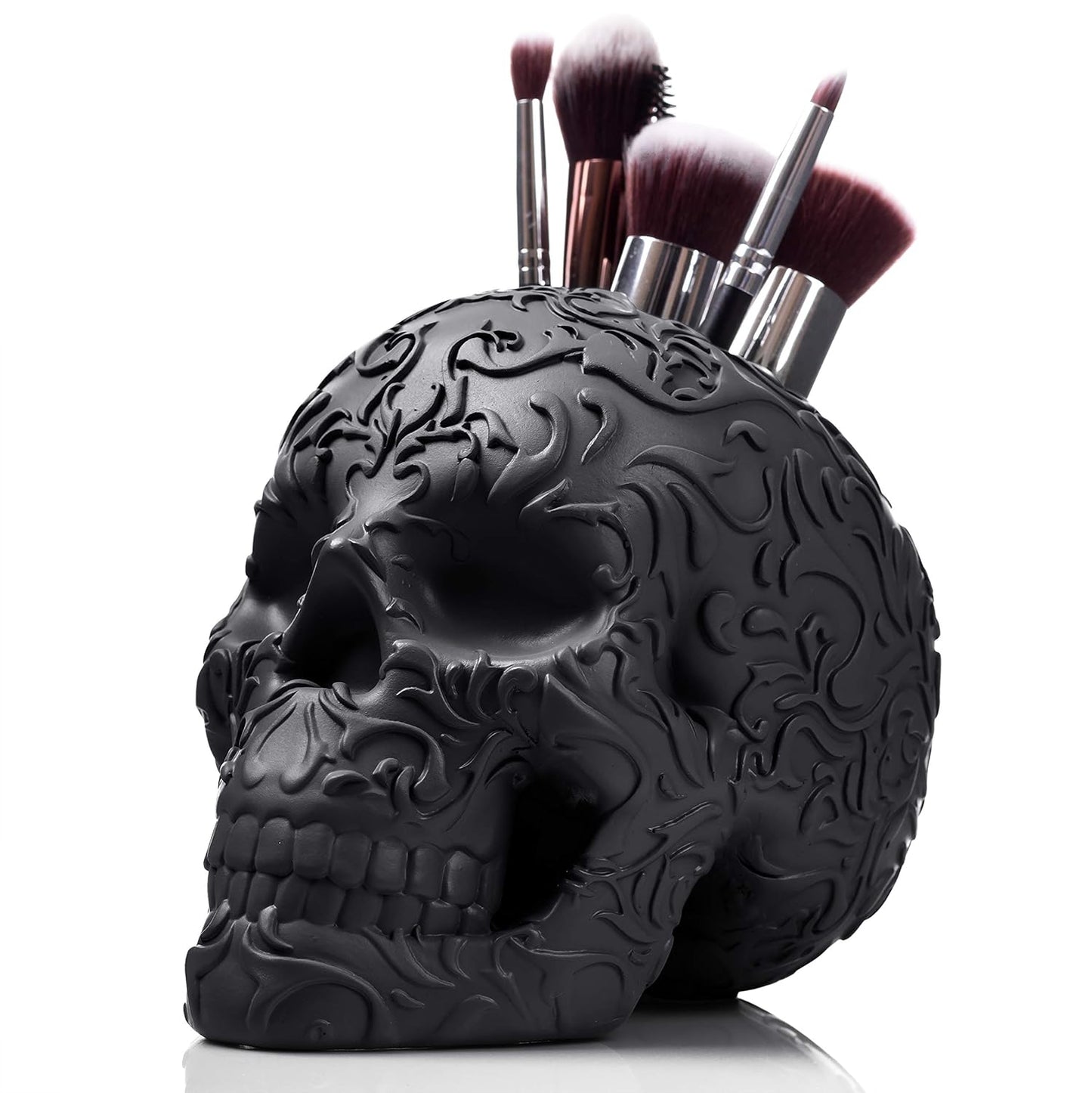Skull Makeup Brush Holder, Pen Holder, Vanity, Desk, Office Organizer, Stationary, Decor Planter