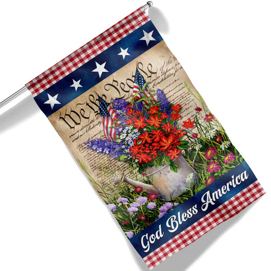 🏡 Patriotic American Flag with Eagle & Script ✒️
