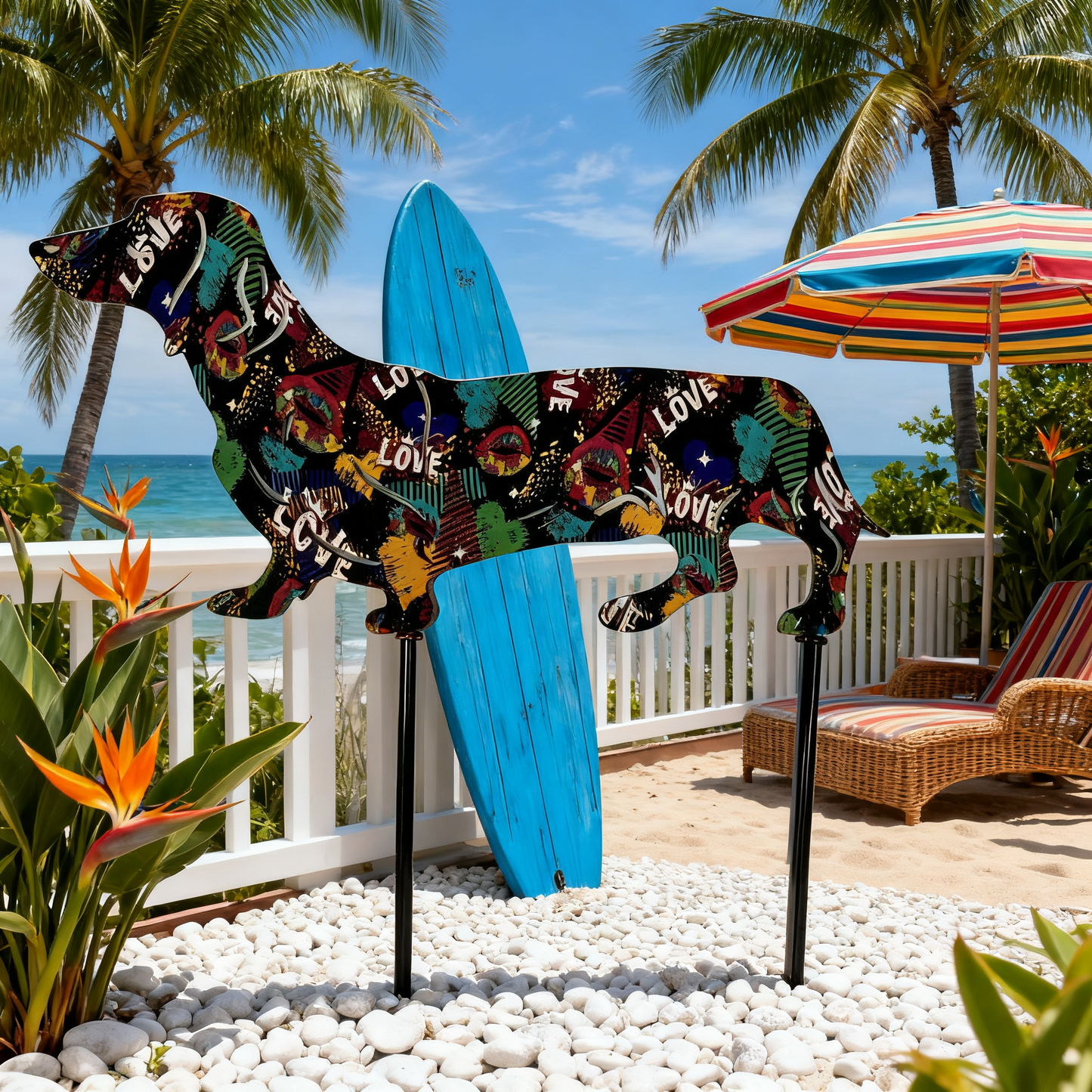 🐶Love Dachshund Metal Garden Ornament - Perfect for a Romantic Garden