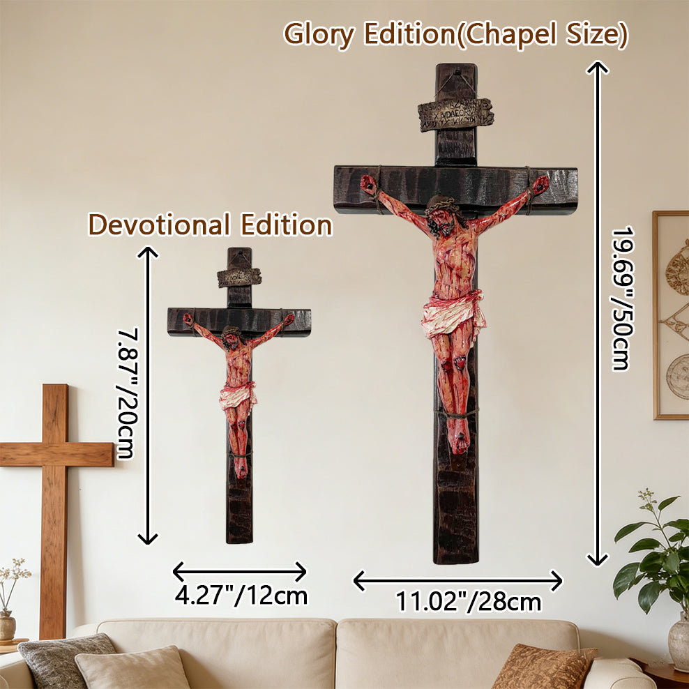Large wooden crucifix with base