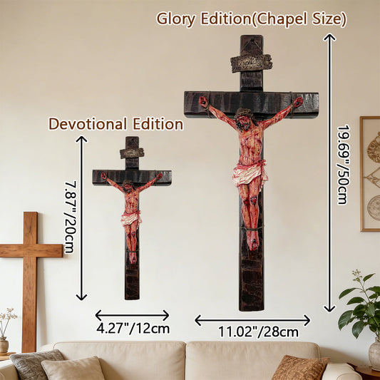 Large wooden crucifix with base