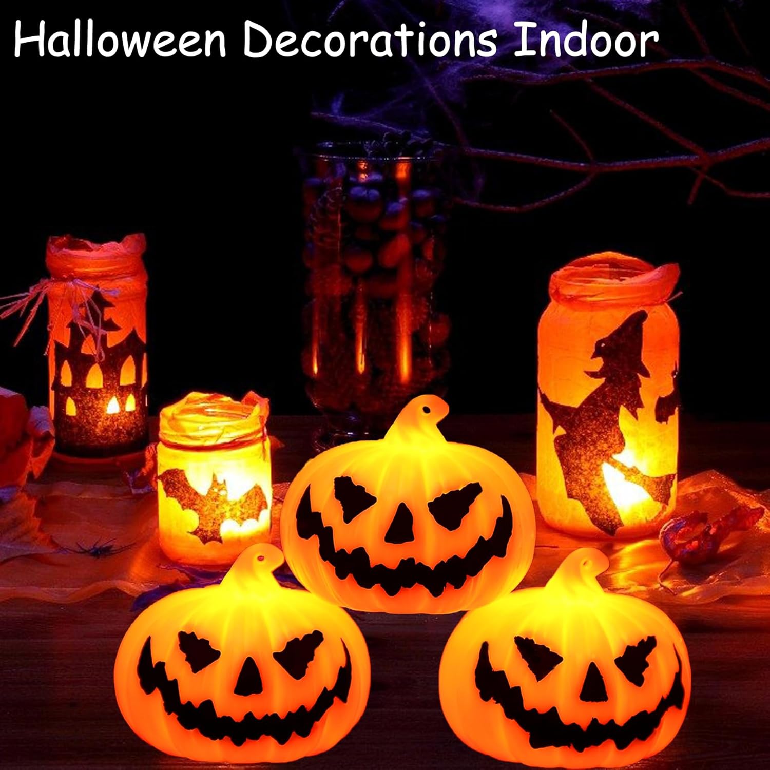 Tiny Vintage LED Pumpkins - 3-Pack for Spooky Shelf Magic 🎃