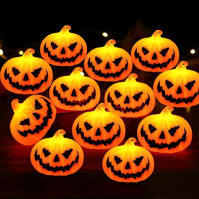 Tiny Vintage LED Pumpkins - 3-Pack for Spooky Shelf Magic 🎃
