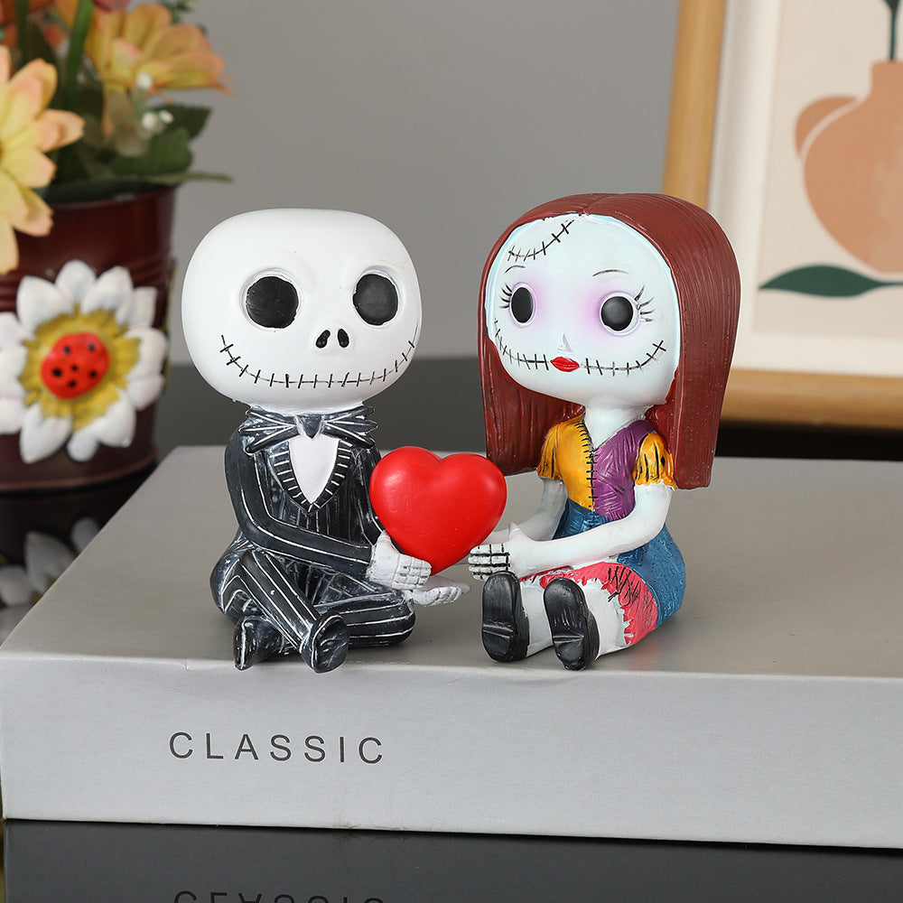 "Together Forever" Gothic Skeleton Couple Statue）