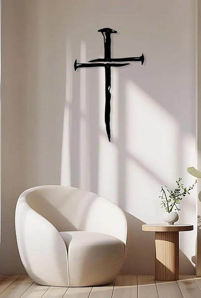 ✝️ Croix murale élégante en métal noir pour la maison et l'église