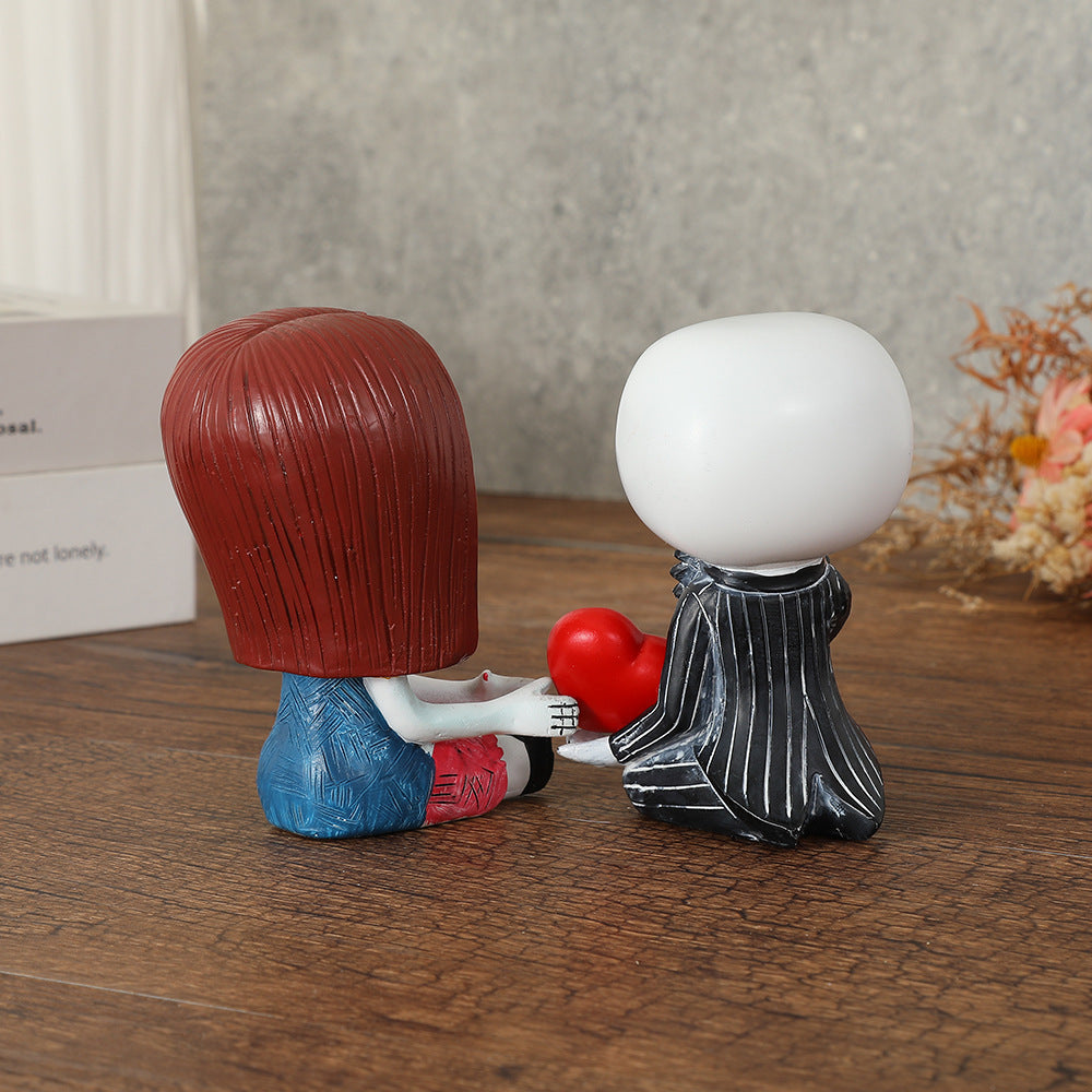 "Together Forever" Gothic Skeleton Couple Statue）