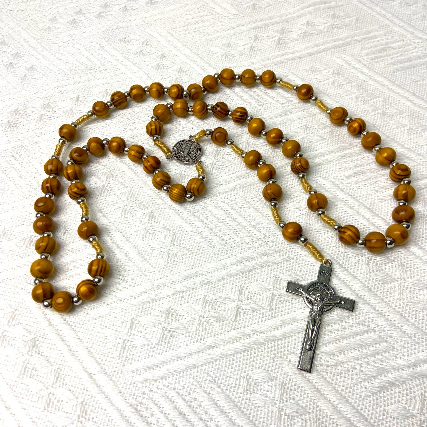 Handcrafted Wooden Catholic Rosary – St. Benedict Cross Prayer Beads