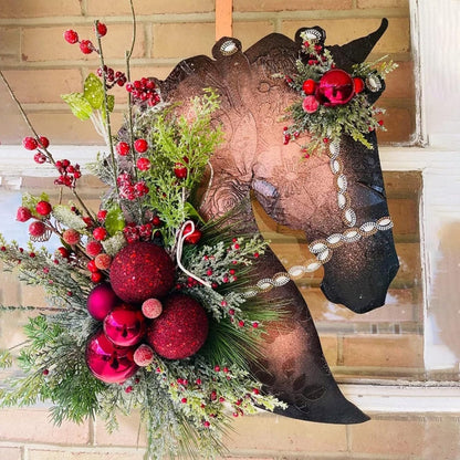 ✨ Handmade Christmas Horse Head Wreath
