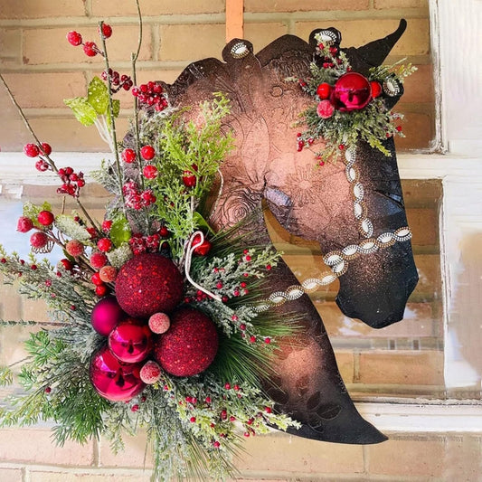 ✨ Handmade Christmas Horse Head Wreath