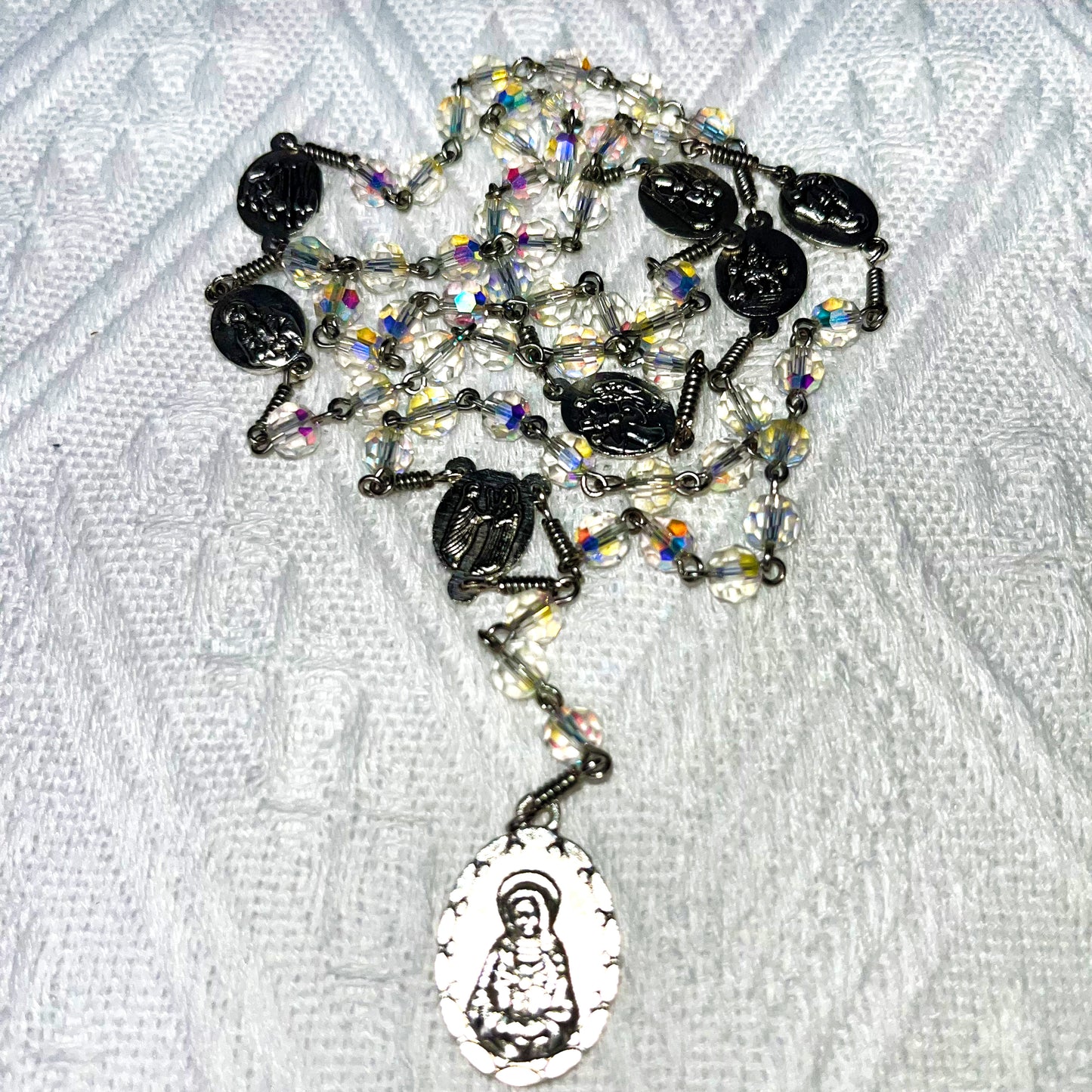 Sparkling Crystal Rosary – Our Lady of Guadalupe Medal