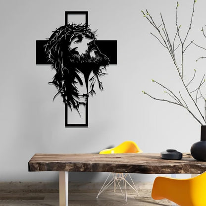 ✝️ Jesus on the Cross Metal Wall Art – Black, 15.74 in / 40 cm