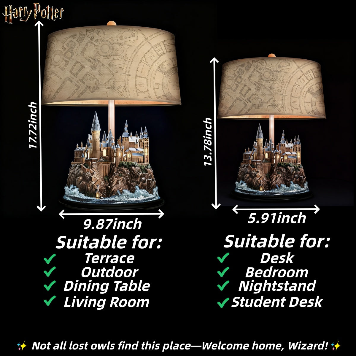 ✨HARRY POTTER Table Lamp With Illuminated HOGWARTS Castle