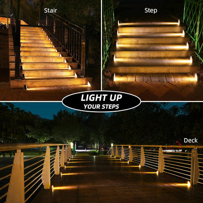 Solar Step Lights - 13 LED, 8-10H Bright, IP67 Waterproof, Auto On/Off