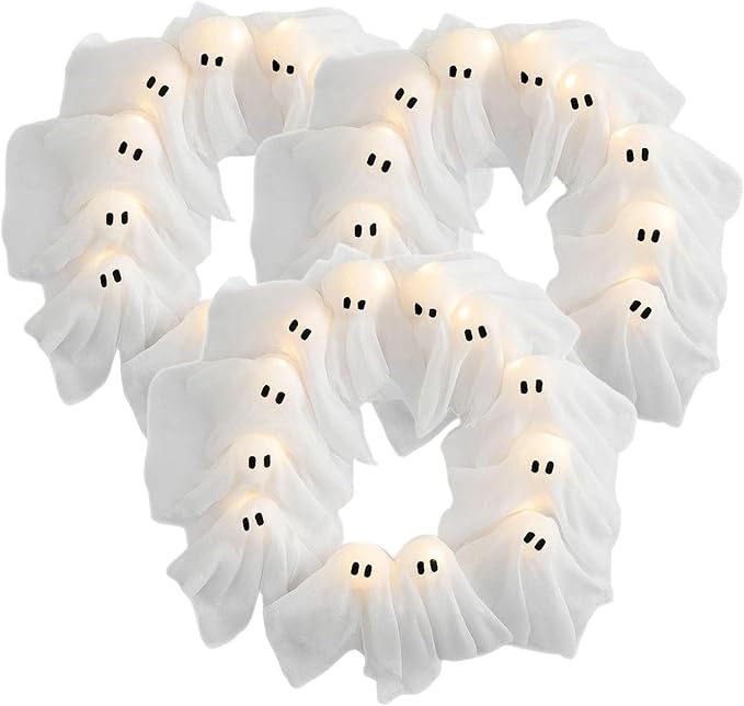 👻Light-Up Ghost Door Wreath – Spooky & Cute Halloween Vibes🎃