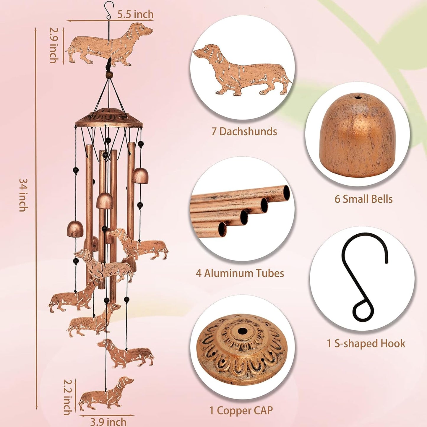 🐶 Dachshund Wind Chimes – Garden Gift🎉