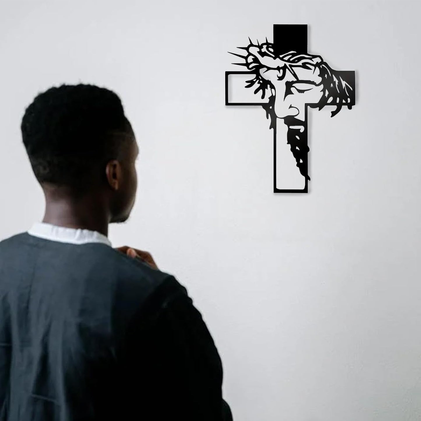 ✝️ Black Jesus Metal Wall Crucifix