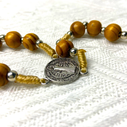 Handcrafted Wooden Catholic Rosary – St. Benedict Cross Prayer Beads
