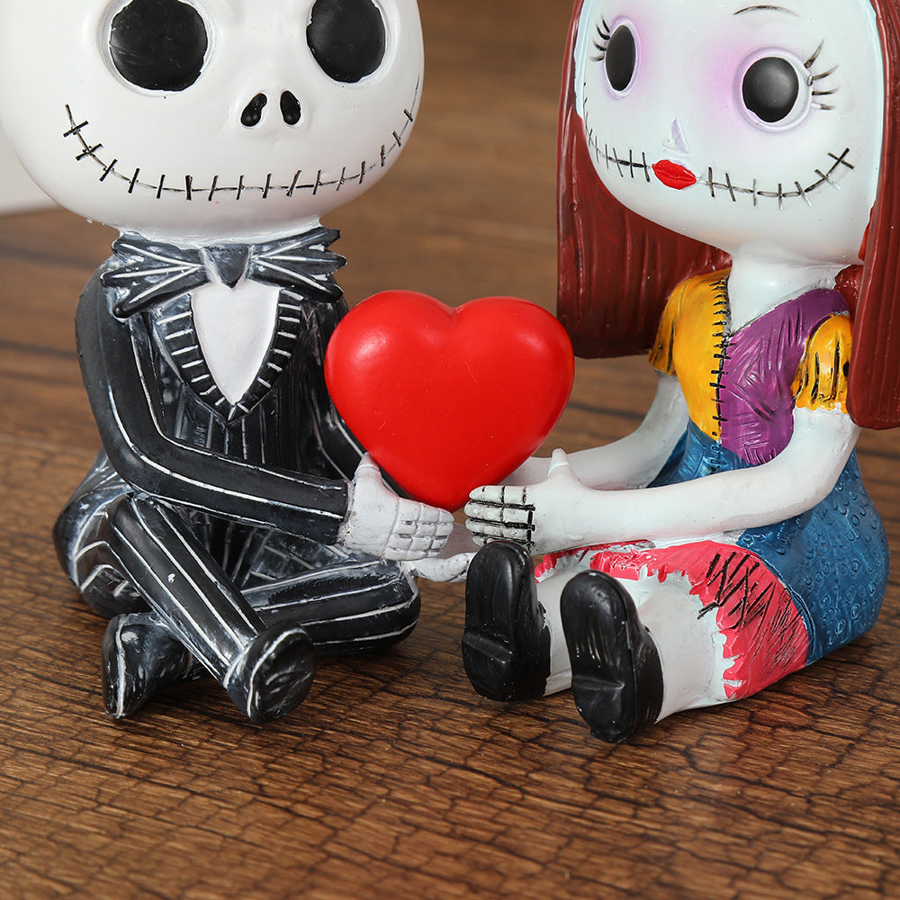 "Together Forever" Gothic Skeleton Couple Statue）