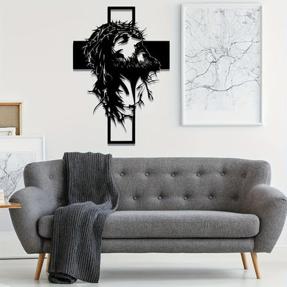✝️ Jesus on the Cross Metal Wall Art – Black, 15.74 in / 40 cm