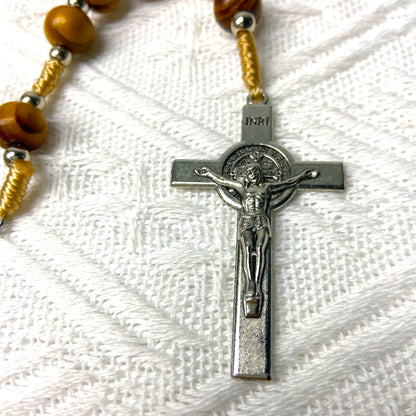 Handcrafted Wooden Catholic Rosary – St. Benedict Cross Prayer Beads