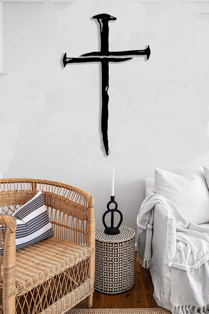 ✝️ Croix murale élégante en métal noir pour la maison et l'église