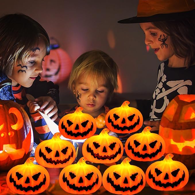 Tiny Vintage LED Pumpkins - 3-Pack for Spooky Shelf Magic 🎃