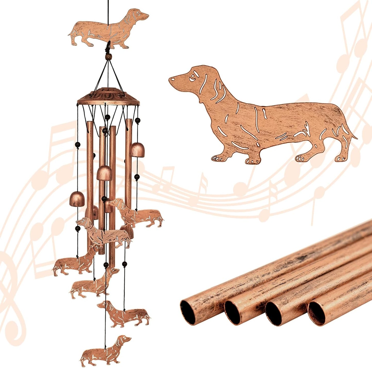 🐶 Dachshund Wind Chimes – Garden Gift🎉