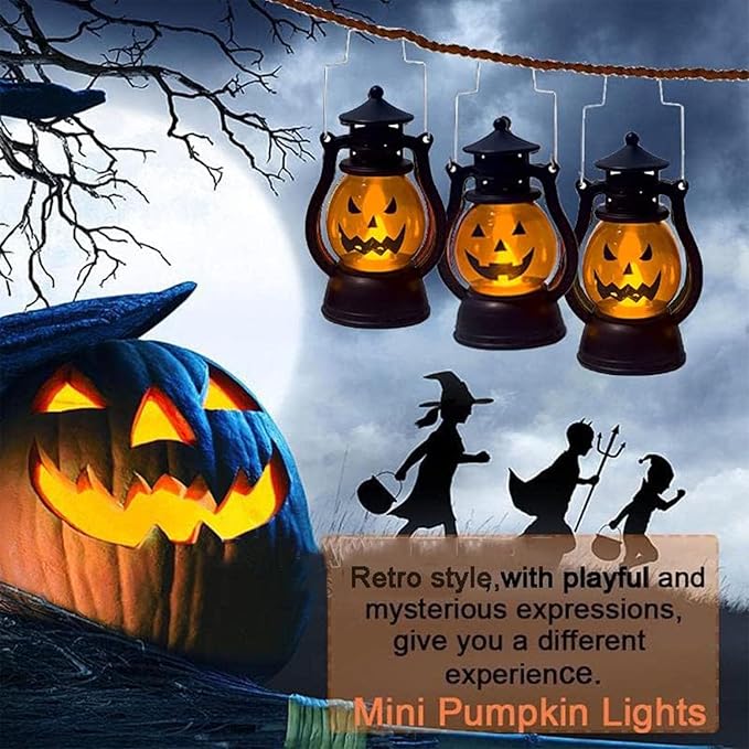 3-Pack Electric Pumpkin Lights - Safe, Flickering Porch Decor 🎃