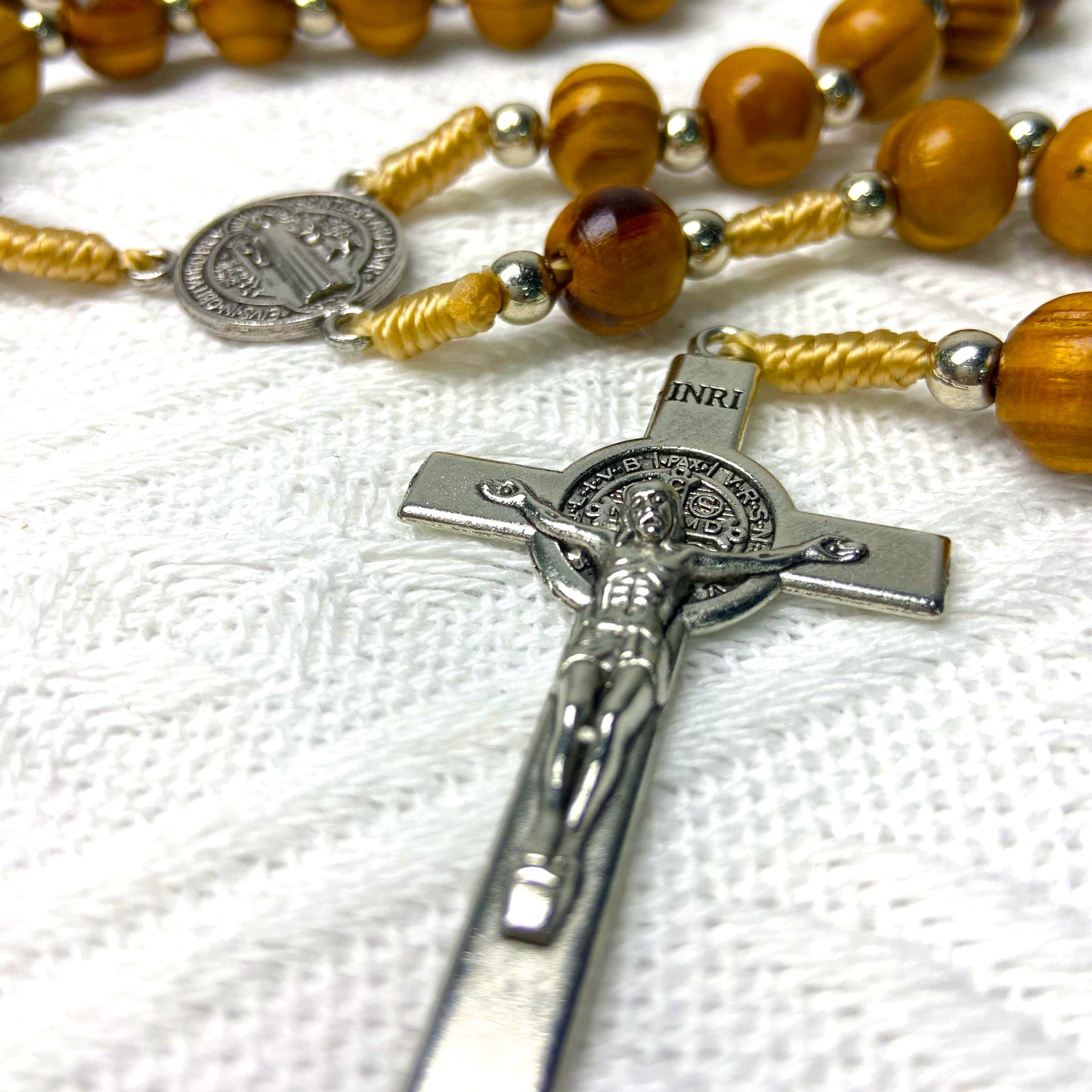 Handcrafted Wooden Catholic Rosary – St. Benedict Cross Prayer Beads