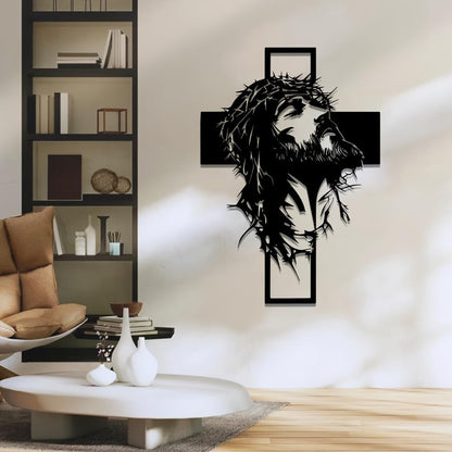 ✝️ Jesus on the Cross Metal Wall Art – Black, 15.74 in / 40 cm