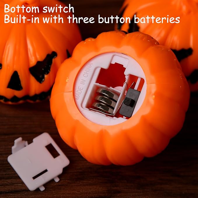 Tiny Vintage LED Pumpkins - 3-Pack for Spooky Shelf Magic 🎃