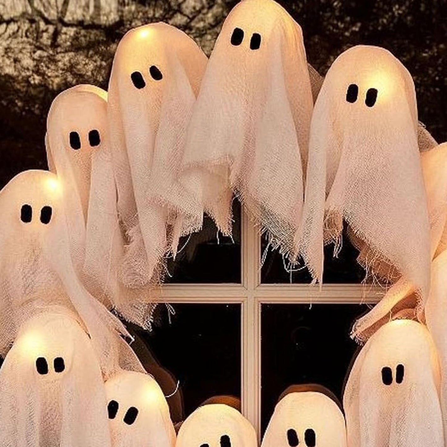 👻Light-Up Ghost Door Wreath – Spooky & Cute Halloween Vibes🎃