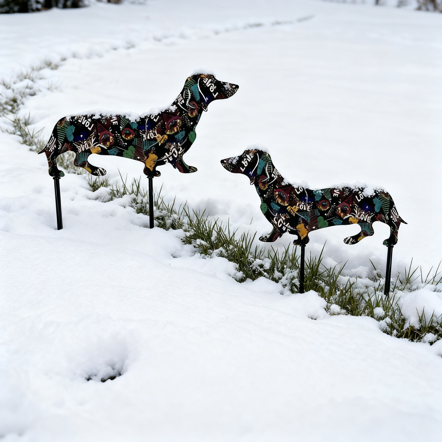 🐶Love Dachshund Metal Garden Ornament - Perfect for a Romantic Garden