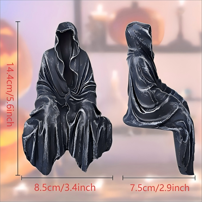 ☠️5.6 inch resin tabletop gothic seated statue with resin figurine decoration.🎃🎃🎃