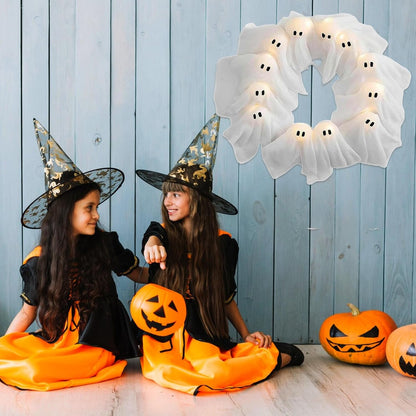 👻Light-Up Ghost Door Wreath – Spooky & Cute Halloween Vibes🎃