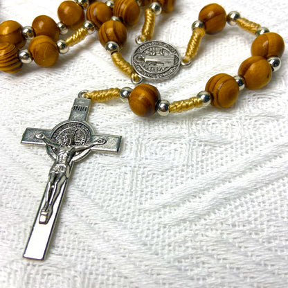 Handcrafted Wooden Catholic Rosary – St. Benedict Cross Prayer Beads