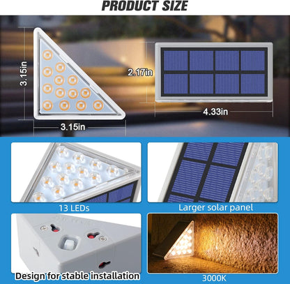 Solar Step Lights - 13 LED, 8-10H Bright, IP67 Waterproof, Auto On/Off