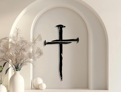✝️ Croix murale élégante en métal noir pour la maison et l'église
